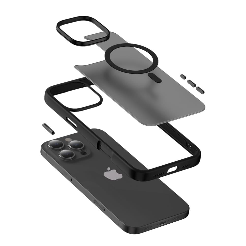 Crong Hybrid Frost MAG Cover - Custodia con MagSafe per iPhone 16 Pro (Nero) - 9