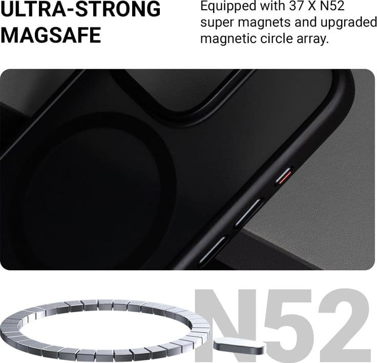 Crong Hybrid Frost MAG Cover - Custodia con MagSafe per iPhone 16 Pro Max (Nero) - 4