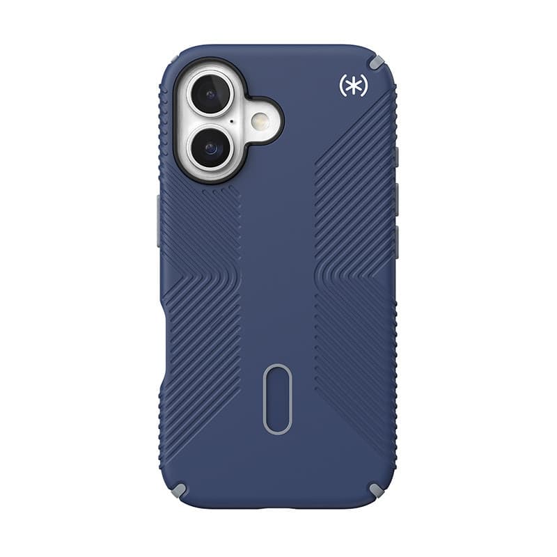 Speck Presidio2 Grip ClickLock e MagSafe - Custodia per iPhone 16 (blu costiero / grigio polvere / bianco) - 9