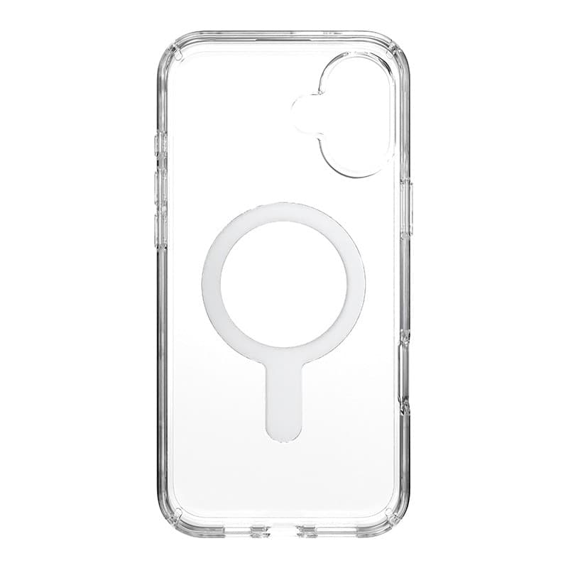 Speck Presidio Perfect-Clear ClickLock e MagSafe - Custodia per iPhone 16 Plus (Trasparente / Finitura cromata / Argento Serene) - 20