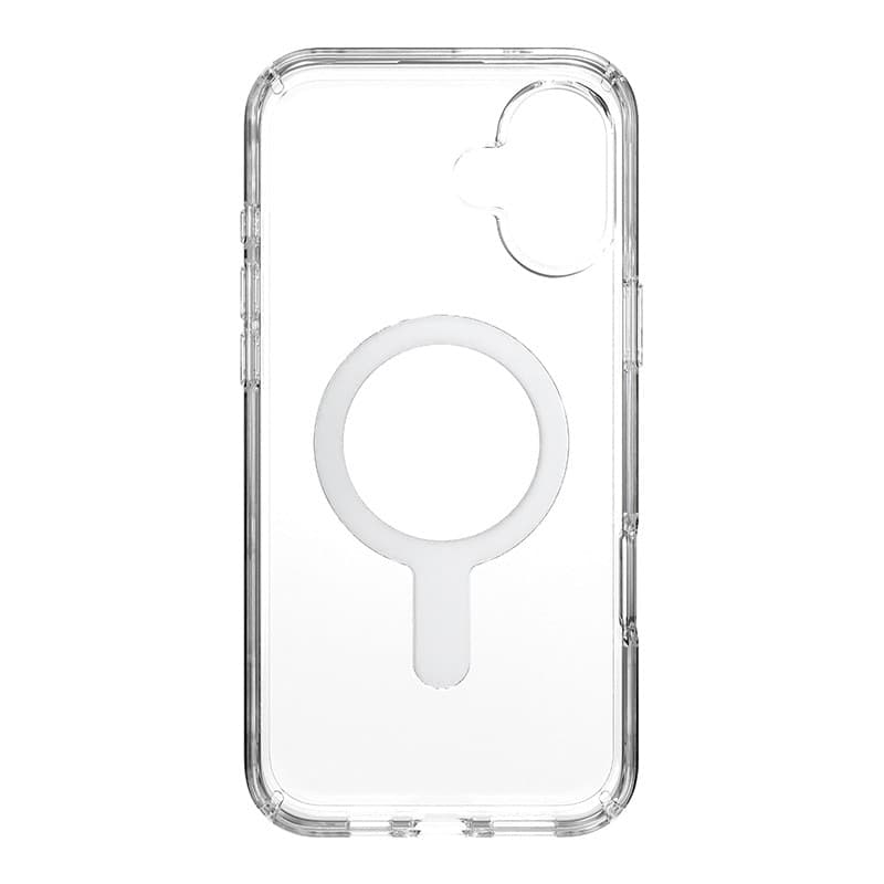 Speck Presidio Perfect-Clear ClickLock e MagSafe - Custodia per iPhone 16 Plus (Trasparente / Finitura cromata / Argento Serene) - 10