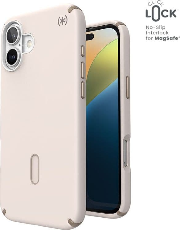 Speck Presidio2 Pro ClickLock e MagSafe - Custodia per iPhone 16 Plus (Osso sbiancato / Oro antico / Marrone nocciola) - 11