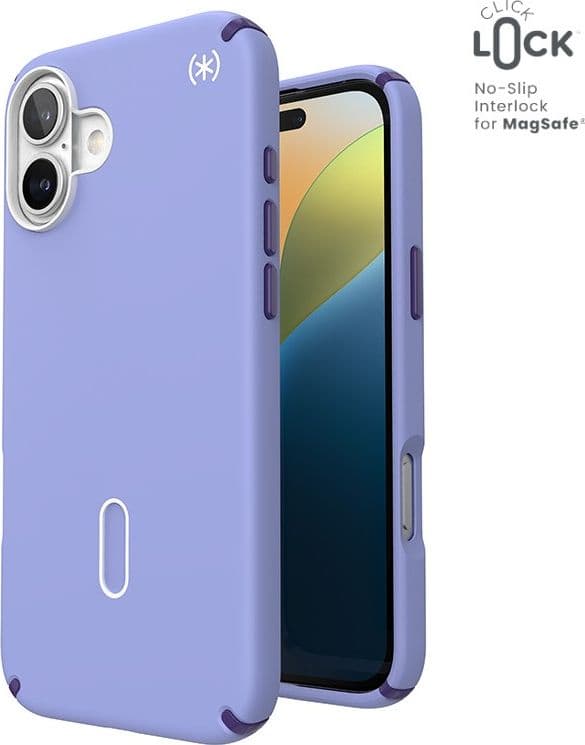 Speck Presidio2 Pro ClickLock e MagSafe - Custodia per iPhone 16 Plus (Lavanda futura / Viola cassis / Bianco) - 11