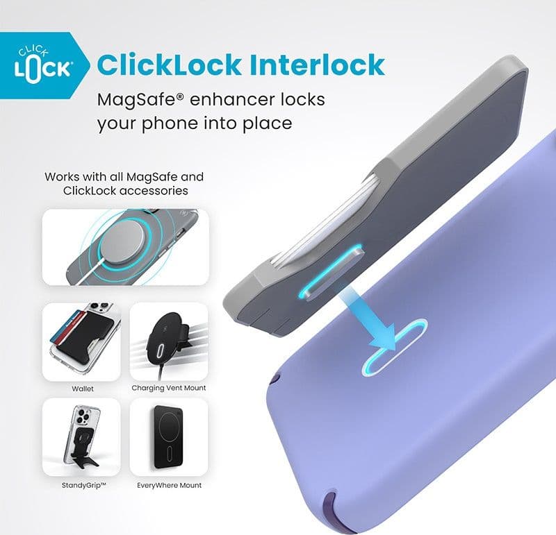 Speck Presidio2 Pro ClickLock e MagSafe - Custodia per iPhone 16 Plus (Lavanda futura / Viola cassis / Bianco) - 12
