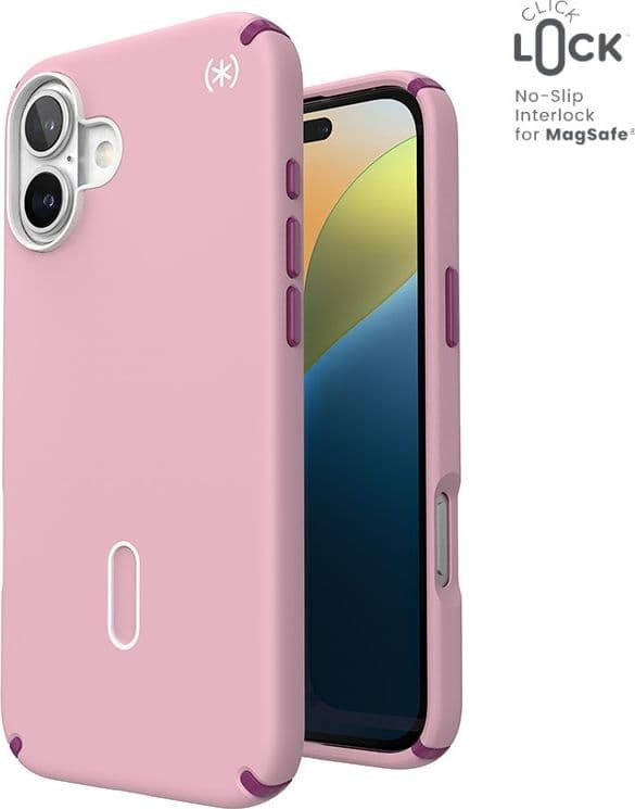 Speck Presidio2 Pro ClickLock e MagSafe - Custodia per iPhone 16 Plus (rosa mercoledi / viola Boysenberry / bianco) - 11