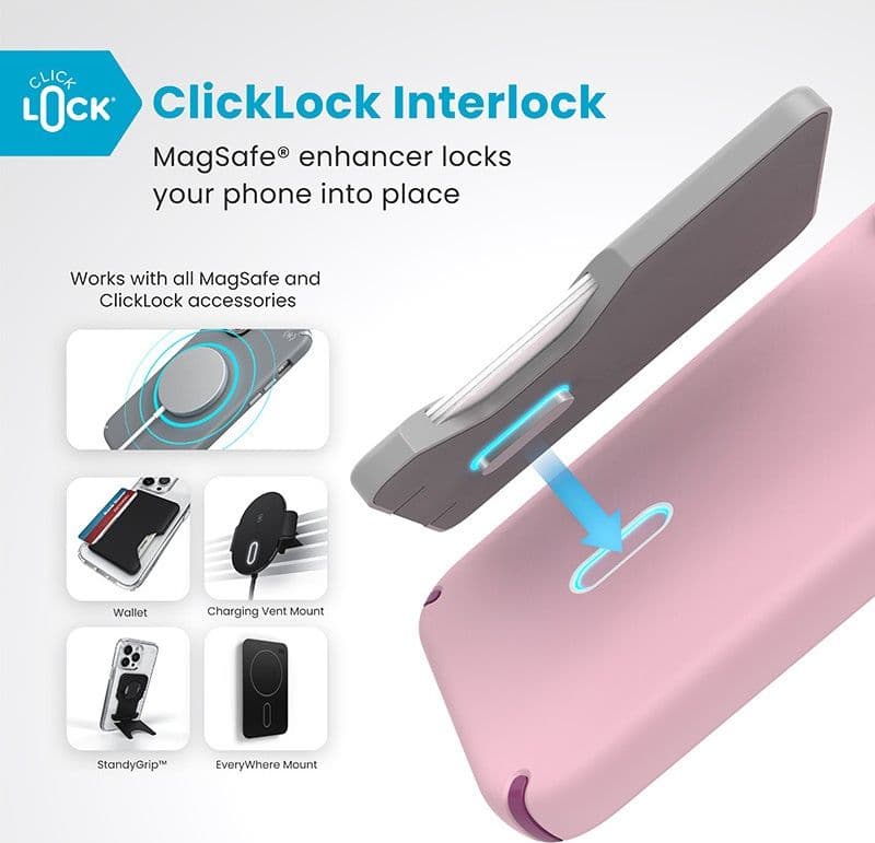 Speck Presidio2 Pro ClickLock e MagSafe - Custodia per iPhone 16 Plus (rosa mercoledi / viola Boysenberry / bianco) - 12
