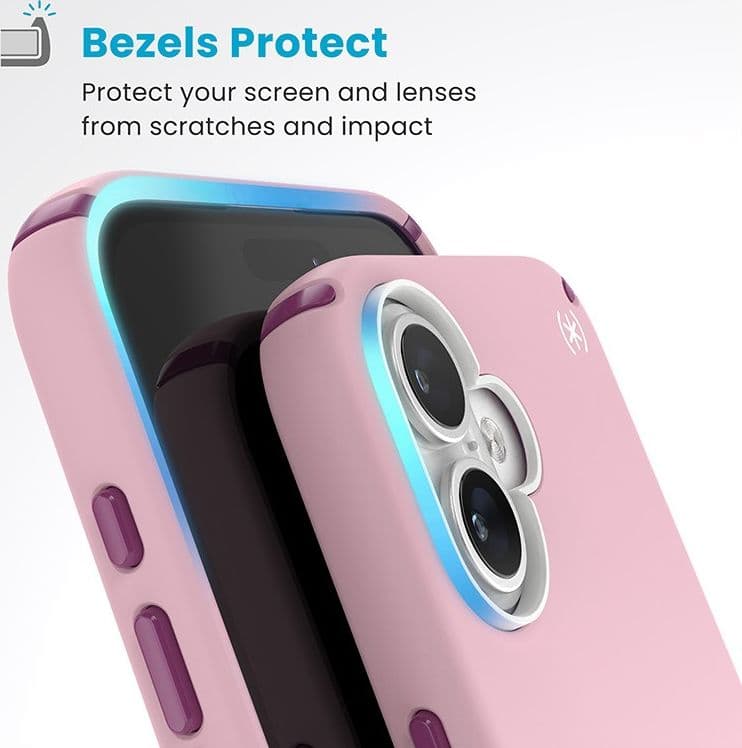 Speck Presidio2 Pro ClickLock e MagSafe - Custodia per iPhone 16 Plus (rosa mercoledi / viola Boysenberry / bianco) - 16