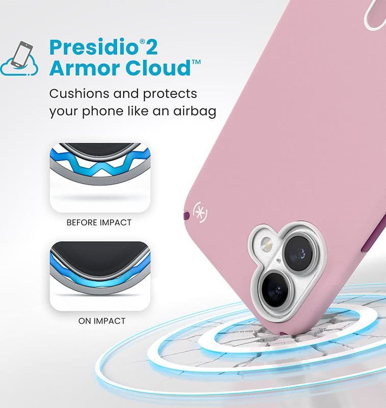 Speck Presidio2 Pro ClickLock e MagSafe - Custodia per iPhone 16 Plus (rosa mercoledi / viola Boysenberry / bianco) - 4