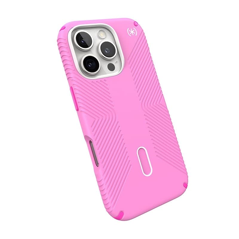 Speck Presidio2 Grip ClickLock e MagSafe - Custodia per iPhone 16 Pro (Rosa puro / Rosa shocking / Bianco) - 18