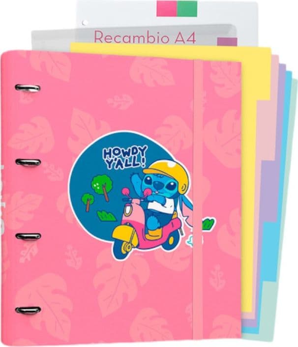 Disney Stitch - Raccoglitore A4 con fogli (4 anelli, elastico)