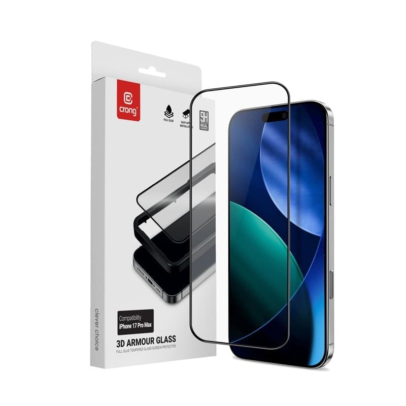 Crong 3D Armor Glass - Vetro temperato per iPhone 17 Pro Max + cornice di installazione - 7