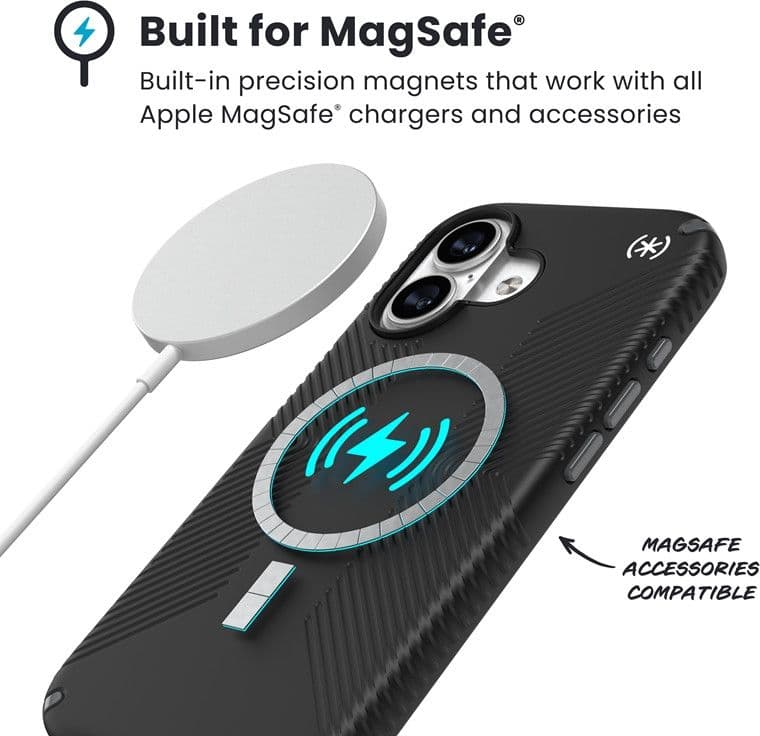 Speck Presidio2 Grip MagSafe - Custodia per iPhone 17 (Nero / Grigio ardesia / Bianco) - 5