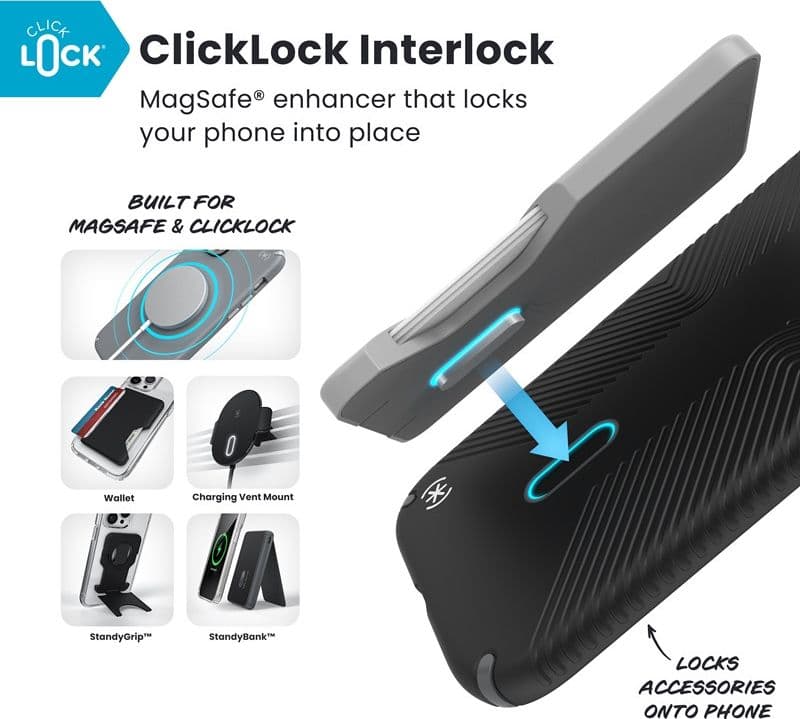Speck Presidio2 Grip ClickLock e MagSafe - Custodia per iPhone Air (Nero / Grigio Ardesia / Bianco) - 2