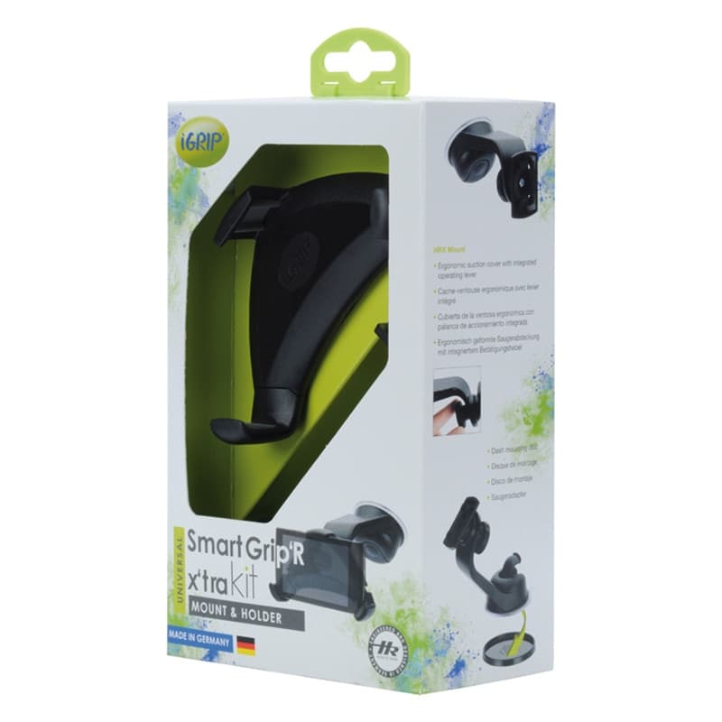 iGrip Universal Smart Grip'R x'tra Kit - Universal car holder for smartphones 56-81 mm width, 114-138 mm height - 8