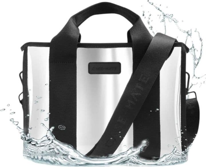 Case-Mate Mini Travel Tote Bag - Waterproof travel shoulder bag (Silver Chrome) - 11