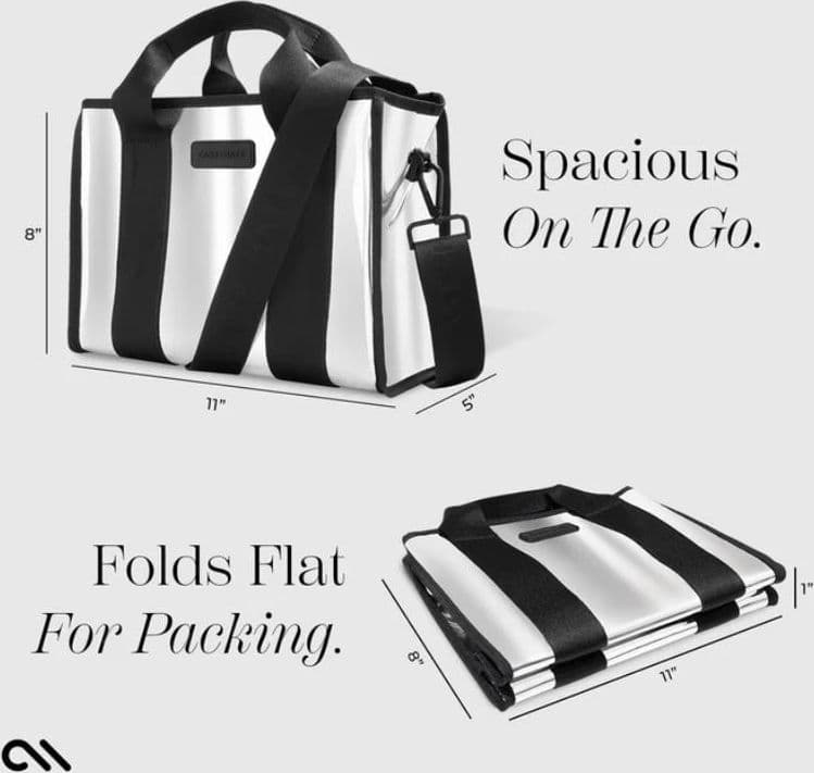 Case-Mate Mini Travel Tote Bag - Waterproof travel shoulder bag (Silver Chrome) - 4