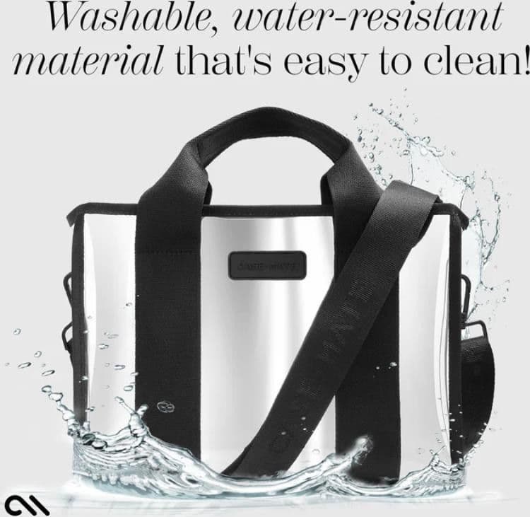Case-Mate Mini Travel Tote Bag - Waterproof travel shoulder bag (Silver Chrome) - 5