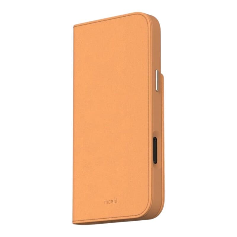 Moshi Overture MagSafe - 3-in-1 Leather Flip Case for iPhone 16 Pro (Caramel Brown) - 2