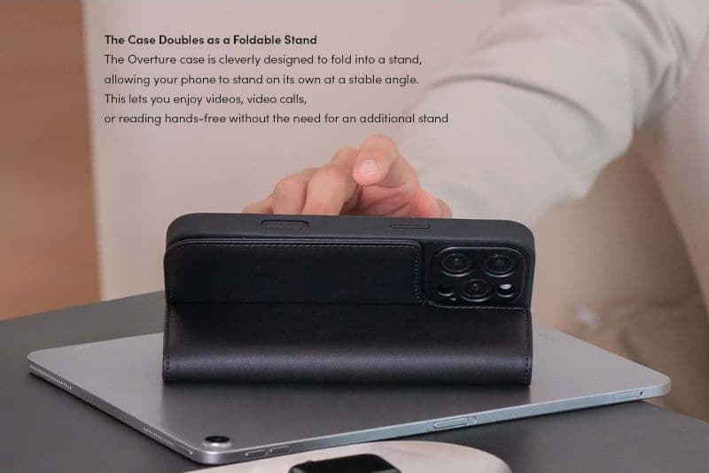 Moshi Overture MagSafe - 3-in-1 Leather Flip Case for iPhone 16 Pro (Caramel Brown) - 17