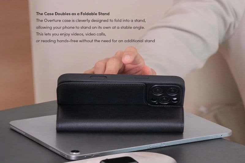 Moshi Overture MagSafe - 3-in-1 Leather Flip Case for iPhone 16 Pro (Caramel Brown) - 7
