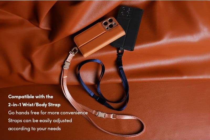 Moshi Overture MagSafe - 3-in-1 Leather Flip Case for iPhone 16 Pro (Caramel Brown) - 8