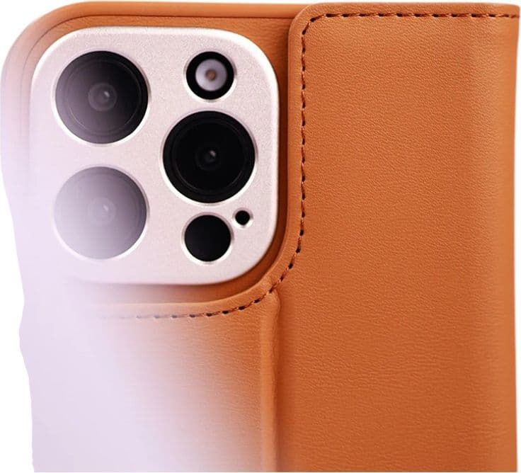 Moshi Overture MagSafe - 3-in-1 Leather Flip Case for iPhone 16 Pro (Caramel Brown) - 9