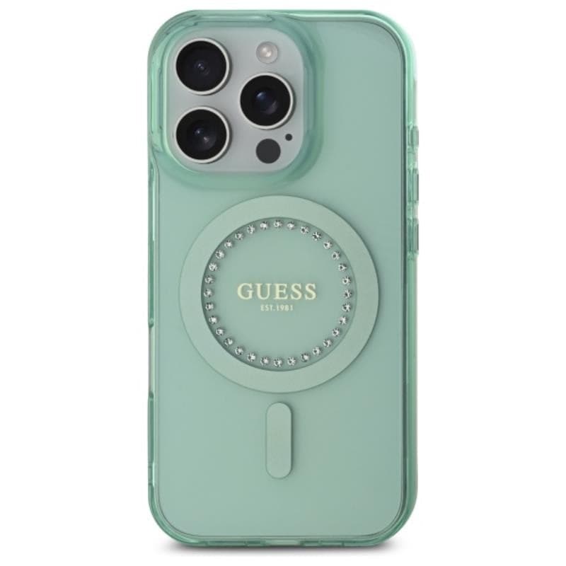 Guess IML Rhinestones MagSafe - Case for iPhone 16 Pro Max (Green) - 11