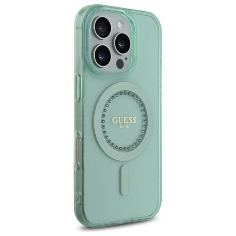 Guess IML Rhinestones MagSafe - Case for iPhone 16 Pro Max (Green) - 12