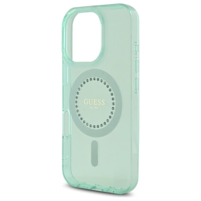 Guess IML Rhinestones MagSafe - Case for iPhone 16 Pro Max (Green) - 14