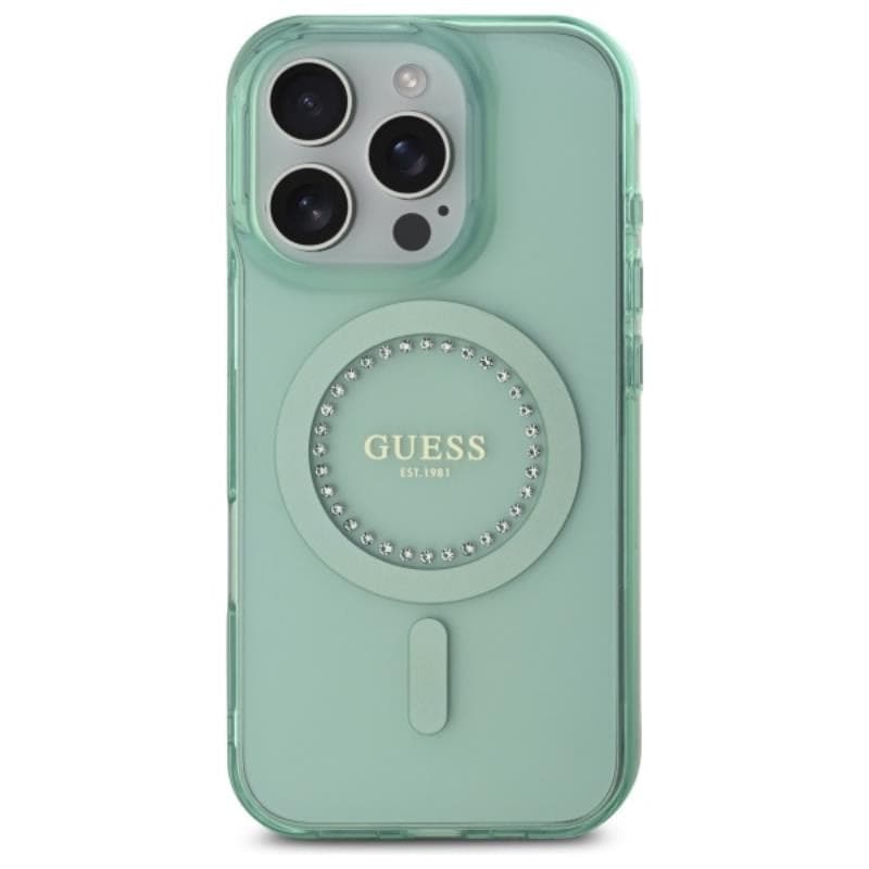 Guess IML Rhinestones MagSafe - Case for iPhone 16 Pro Max (Green) - 3