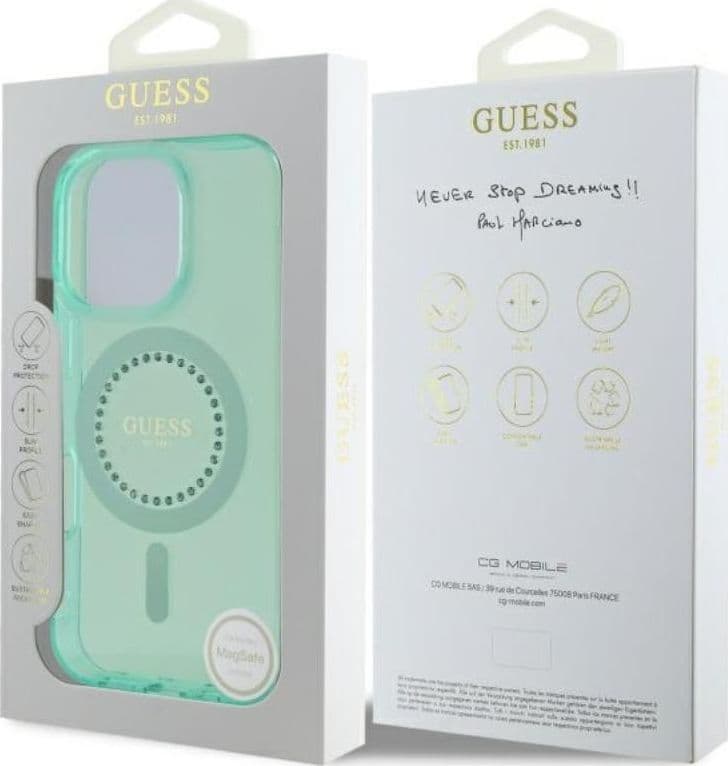 Guess IML Rhinestones MagSafe - Case for iPhone 16 Pro Max (Green) - 8