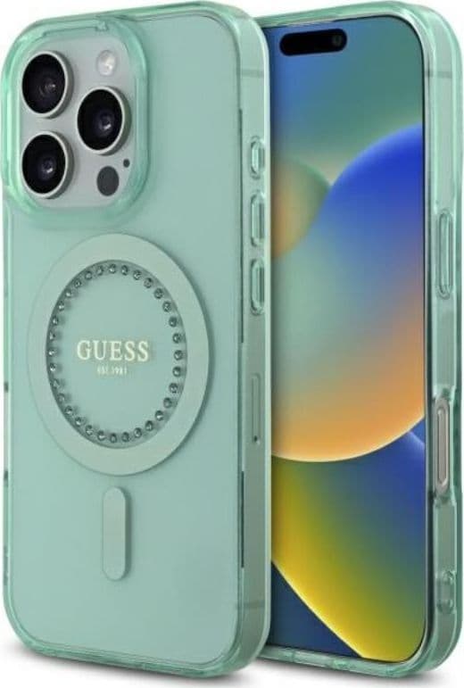 Guess IML Rhinestones MagSafe - Case for iPhone 16 Pro Max (Green) - 9