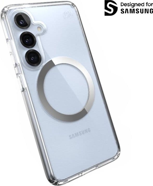 Speck Presidio Perfect-Clear Magnet - Case for Samsung Galaxy S25 / S24 MagSafe (Clear / Chrome Finish / Serene Silver) - 11