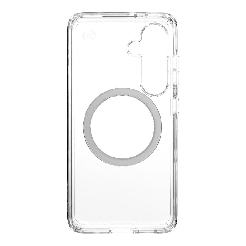 Speck Presidio Perfect-Clear Magnet - Case for Samsung Galaxy S25 / S24 MagSafe (Clear / Chrome Finish / Serene Silver) - 10