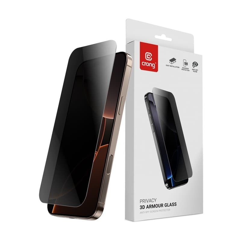 Crong Privacy 3D Armor Glass - Vetro temperato per la privacy iPhone 17 Pro Max / iPhone 16 Pro Max - 8