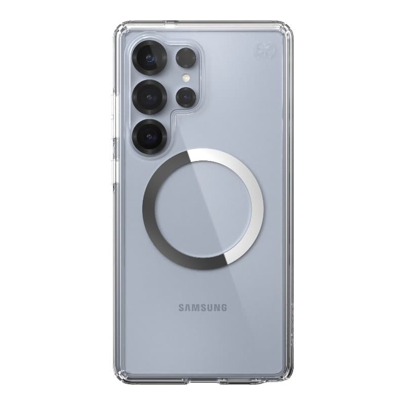 Speck Presidio Perfect-Clear Magnet - Custodia MagSafe per Samsung Galaxy S25 Ultra (Trasparente / Finitura Cromata / Argento Se - 9