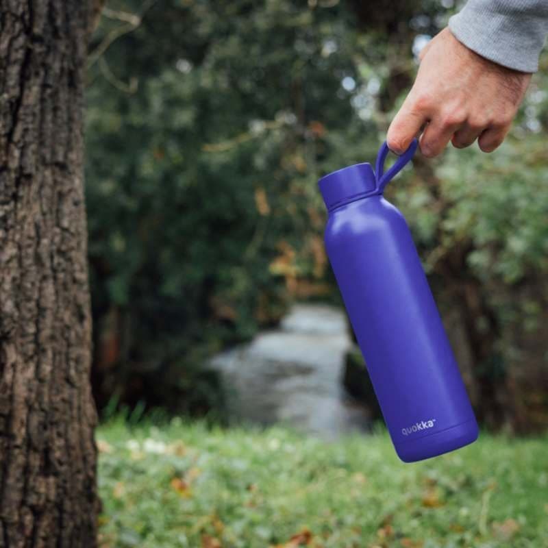 Quokka Solid con cinturino - Thermos in acciaio inossidabile da 630 ml con cinturino (blu crepuscolo) - 4
