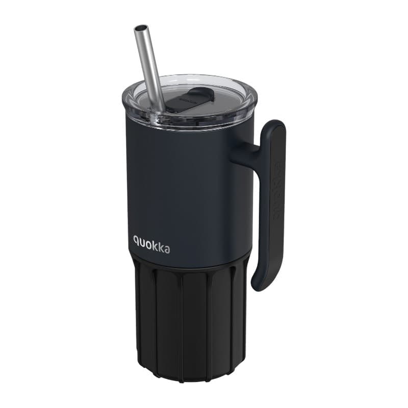 Quokka Umi - Tazza termica in acciaio inox da 720 ml con cannuccia e base in silicone (nero) - 4