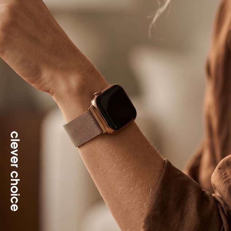 Crong Milano Steel - Cinturino in acciaio inossidabile per Apple Watch 44/45/46/49 mm (oro rosa) - 10