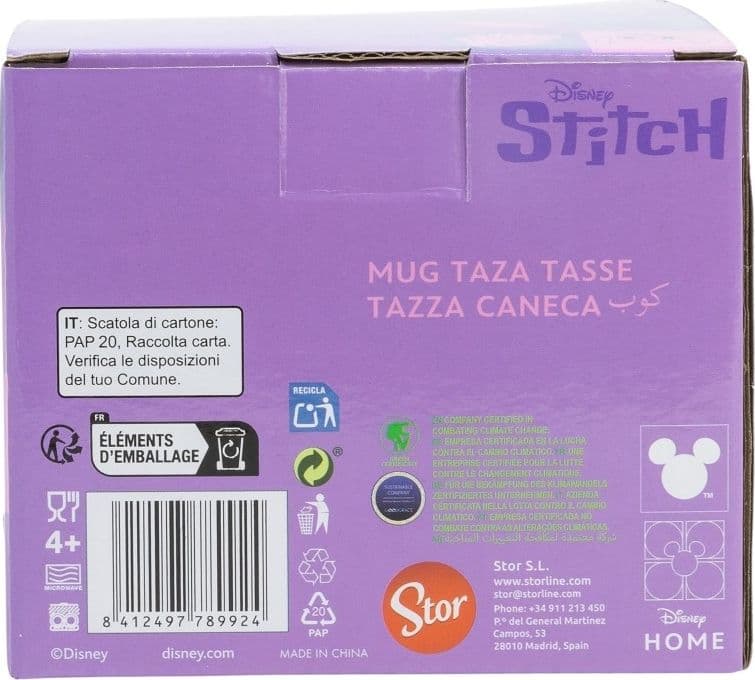 Disney Stitch - Tazza in ceramica 3D in confezione regalo della collezione Angel 375 ml - 15