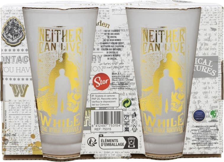 Harry Potter - Set di due bicchieri in scatola decorativa della collezione Golden Magic da 490 ml - 2