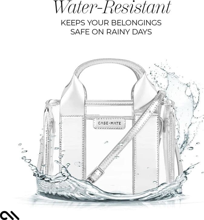 Case-Mate Micro Tote Bag - Waterproof Shoulder Bag (Silver Chrome/Clear) - 16