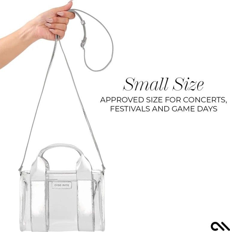 Case-Mate Micro Tote Bag - Waterproof Shoulder Bag (Silver Chrome/Clear) - 19