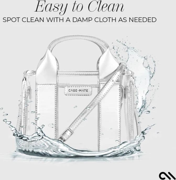 Case-Mate Micro Tote Bag - Waterproof Shoulder Bag (Silver Chrome/Clear) - 8
