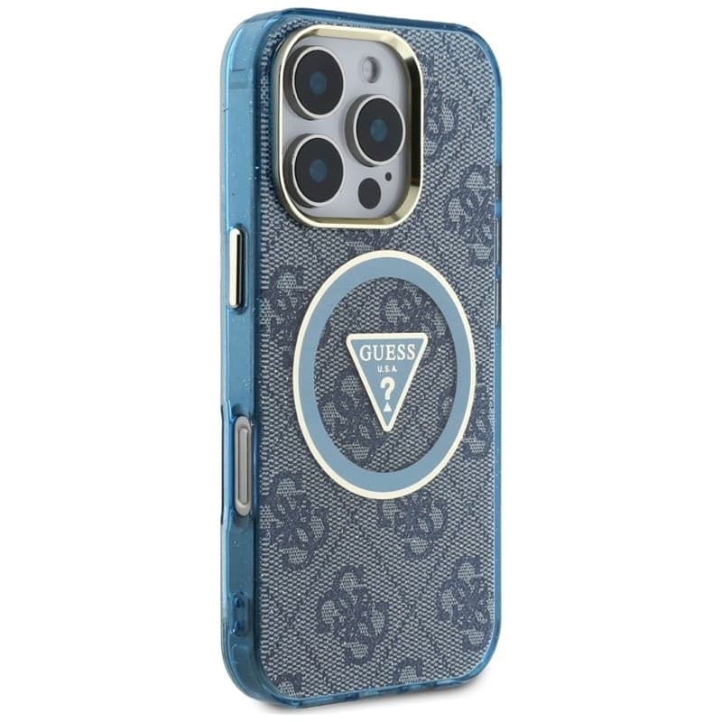Guess IML Metal Glitter 4G Circle Triangle MagSafe - Case for iPhone 16 Pro Max (blue) - 4