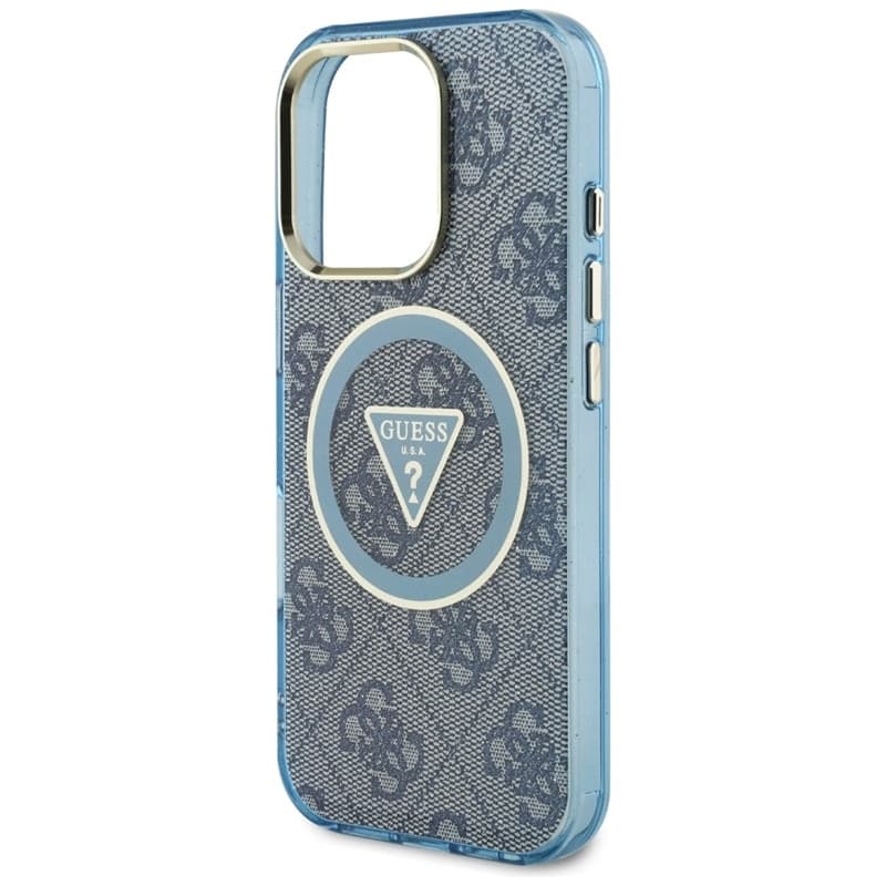 Guess IML Metal Glitter 4G Circle Triangle MagSafe - Case for iPhone 16 Pro Max (blue) - 6