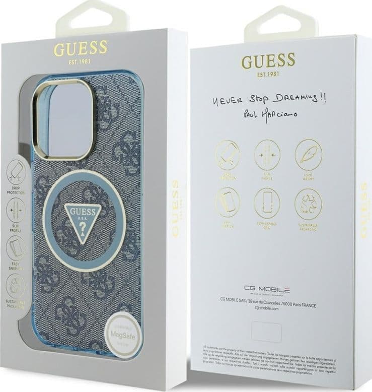 Guess IML Metal Glitter 4G Circle Triangle MagSafe - Case for iPhone 16 Pro Max (blue) - 8