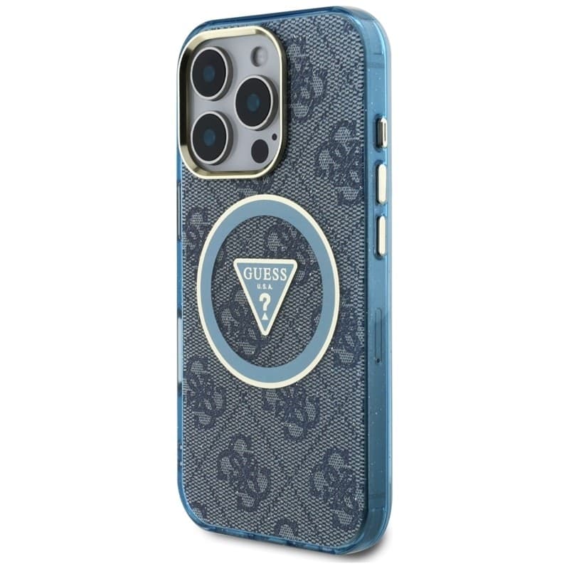 Guess IML Metal Glitter 4G Circle Triangle MagSafe - Case for iPhone 16 Pro Max (blue) - 10