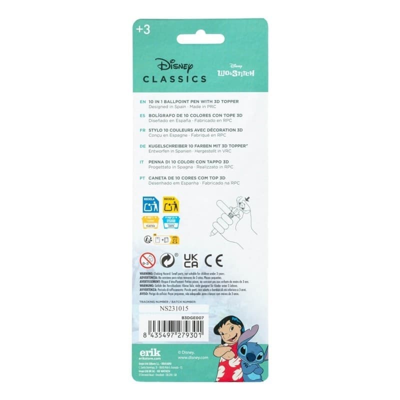 Disney Stitch - Penna automatica a 10 colori con personaggio 3D - 11