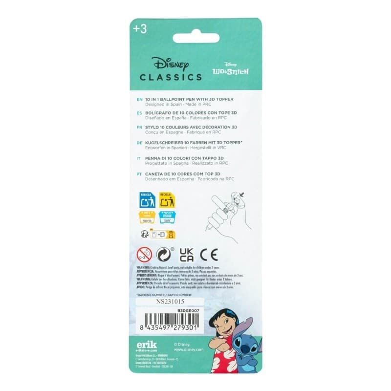 Disney Stitch - Penna automatica a 10 colori con personaggio 3D - 4